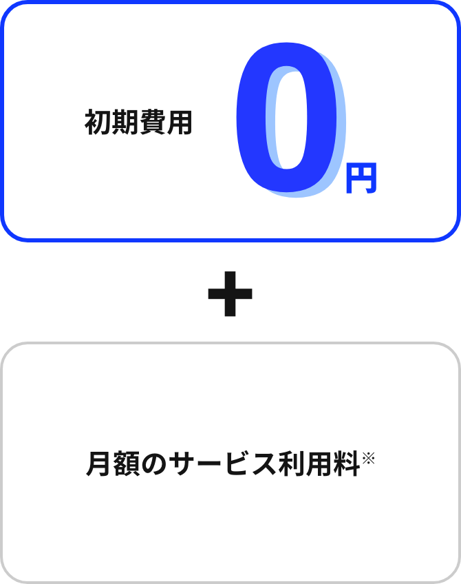イラスト:初期費用0円+月額のサービス利用料 ※